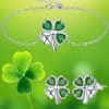 A Set Of Four-leaf Clover Bracelets And Earrings For Women
