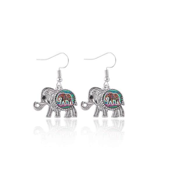 Vintage Ethnic Thai Silver Elephant Jewelry Set Necklace Bracelet Earrings For Women