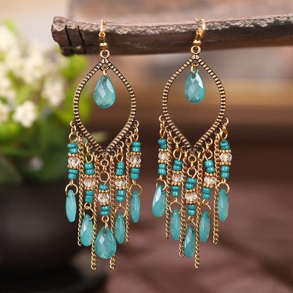 Vintage Water Drop Bohemian Chain Earrings