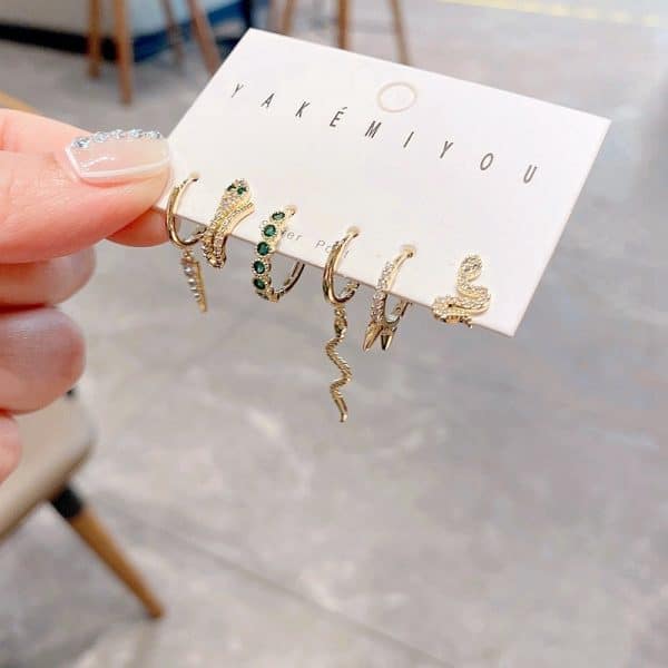 New High Grade Sense Snake-like Earring Set Punk Wind