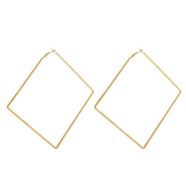 Wispy Simple Big Circle Geometric Stud Earrings Rhombus