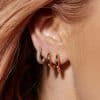 French Micro Set Zircon Hoop Earrings Vintage