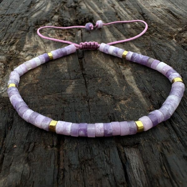 Natural Stone 42 Spacer Glitter Stone Crystal Adjustable Bracelet