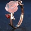 Handmade Hibiscus Stone Rose Flower  Female Ring Wholesale Jewelry