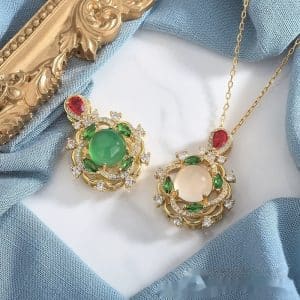 S925 Silver Inlaid Natural Chrysoprase Agate Necklace