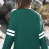Fiery Red Varsity Striped Detail Drop Shoulder Oversized Sweatshirt