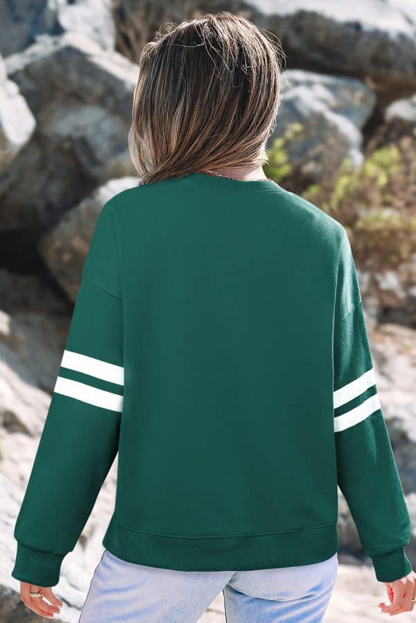 Fiery Red Varsity Striped Detail Drop Shoulder Oversized Sweatshirt