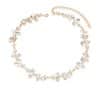 Bright Silver Flower Pearl Curved Needle Necklace