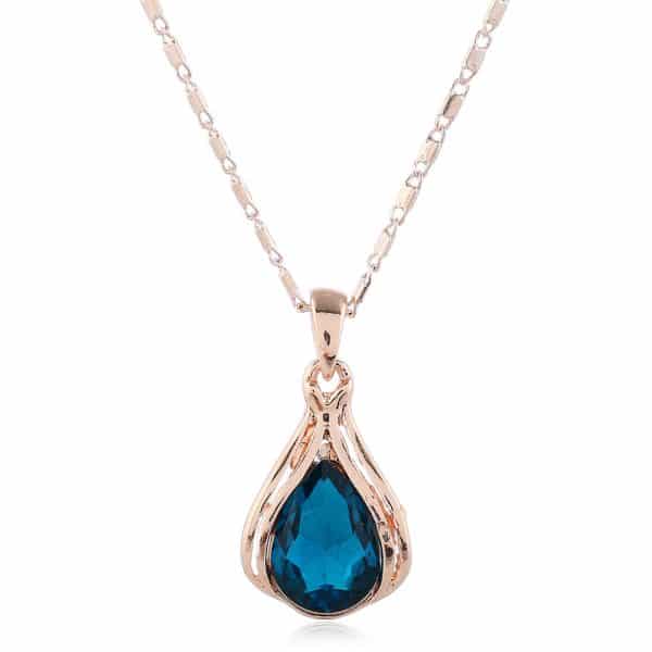 Alloy Water Drop Necklace Earring Jewelry Set