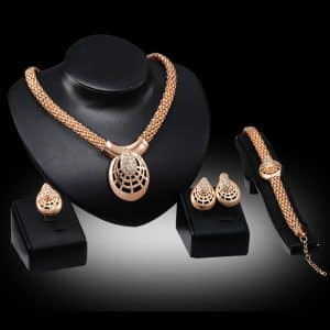 Diamond-studded Spider Mask Necklace Earrings Jewelry Four-piece Set