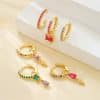 Copper Plated Gold 18K Fashion Mini Earrings Six-piece Set