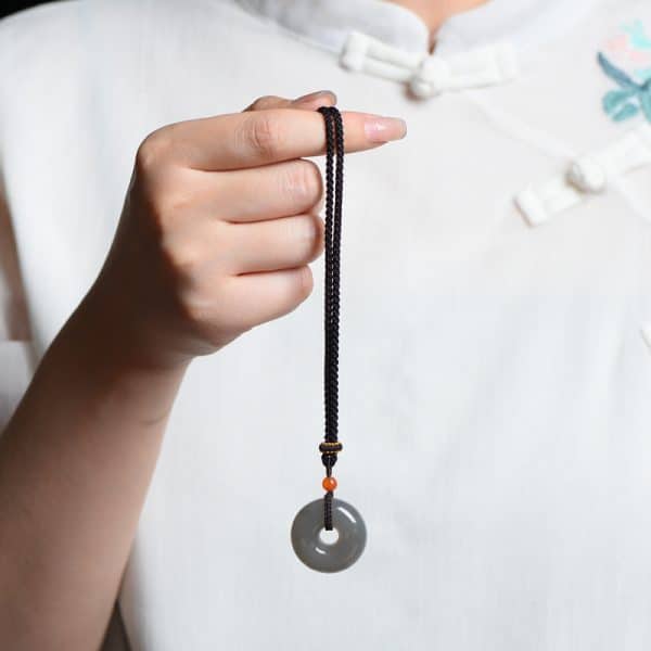 Hetian Jade Smoke Mauve Jade Safety Buckle Pendant For Men And Women