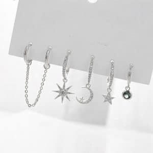 Moon Star Set Ear Clip Earrings