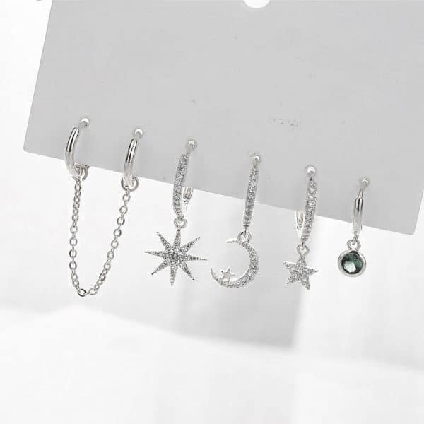 Moon Star Set Ear Clip Earrings