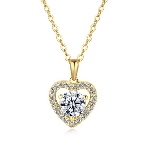Heart Clavicle Chain Pendant Moissanite Ladies