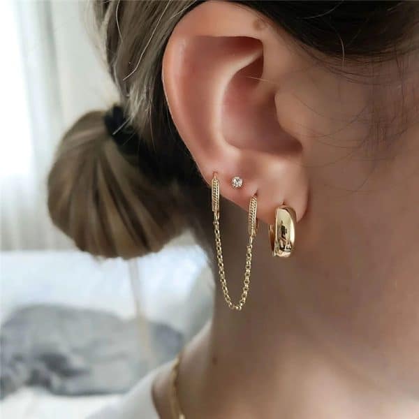 Tassel Chain Horse Eye Earrings 3-piece Set Combination