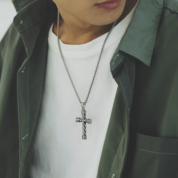Cross Pendant Street Cool Hip Hop Style Man's Stainless Steel Necklace