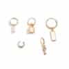 Trendy Mix And Match Geometric Square Brand Lock Set Earrings