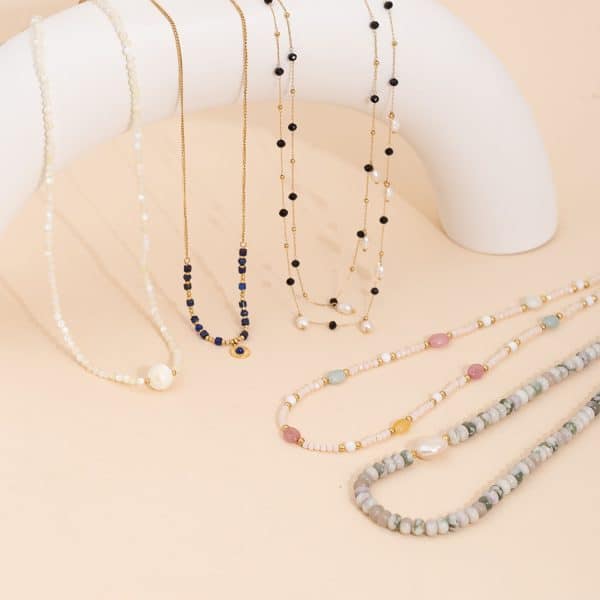 Sweet Cool Style Natural Stone Crystal String Beads Necklace