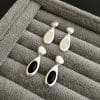 Black And White Water Drop Oval Geometric Earrings