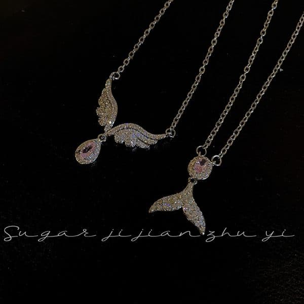 Women's Simple S925 Sterling Silver Fishtail Pendant Necklace
