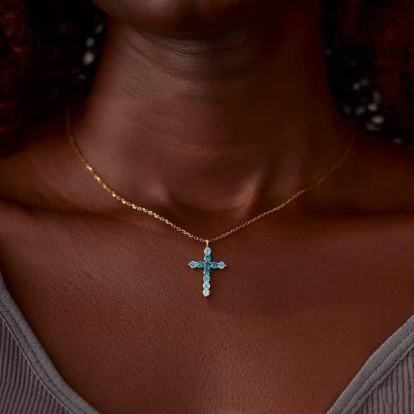 Hot Sale S925 Sterling Silver Necklace Women's High-grade Blue Zircon