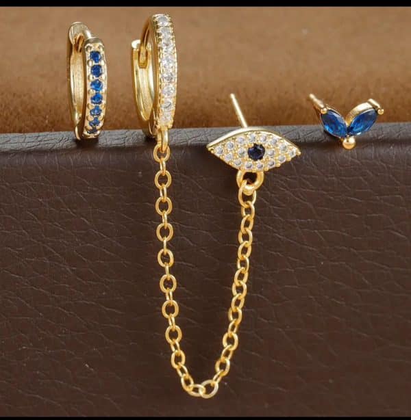 Lady Temperament Trendy Earrings Buckle Stud 3-piece Set