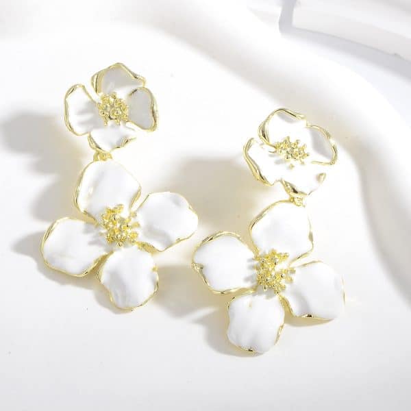 Drop Oil Camellia Earrings Hong Kong Style Retro