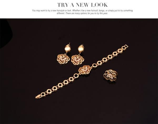 Dress With Bridal Golden Jewelry Set