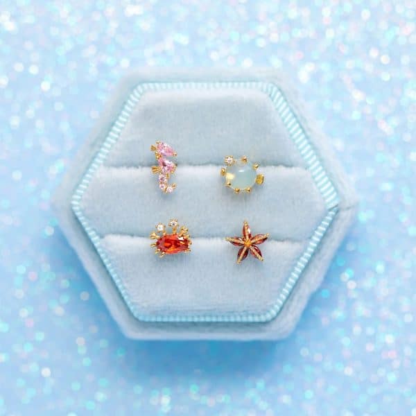 Zircon Earrings 4-piece Set Exquisite And Cute