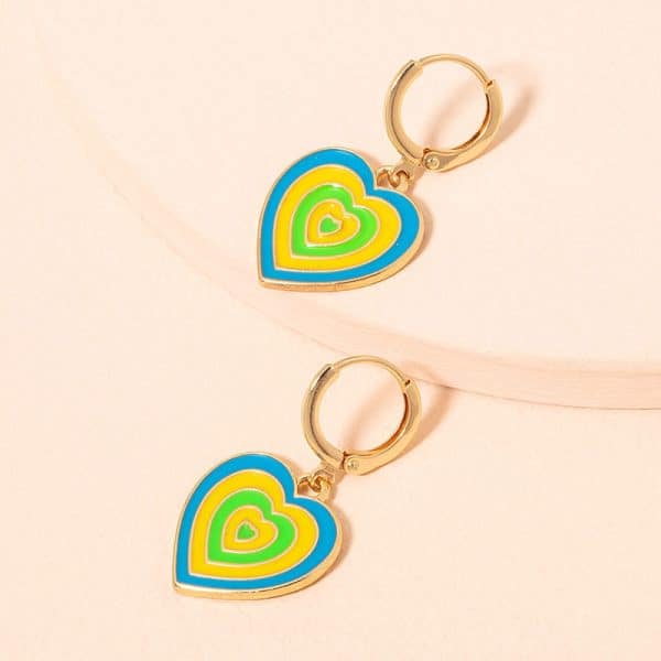 Alloy Drop Oil Love Earrings Female Retro Personality