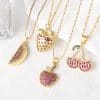 Fruit Strawberry Cherry Pendant Necklace Jewelry For Women