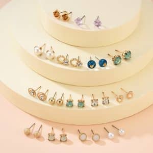Fashion Earring Set 30 Pairs Of Round Heart-shaped Diamond