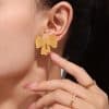 Bow Stud Earrings Stainless Steel PVD Electroplating Color Retention Simple