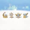 New Dream Blue Loving Heart Planet Earrings 4-piece Set