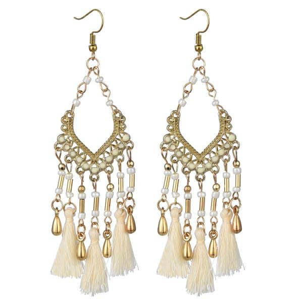 Bohemian Hollow Drop Oil Bead Long Earrings