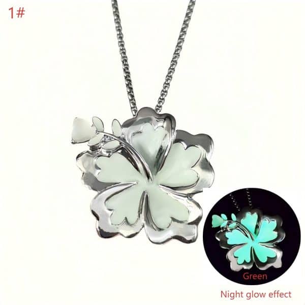 Summer Luminous Flower Necklace Metal Silver Petals Light-emitting Pendant Female