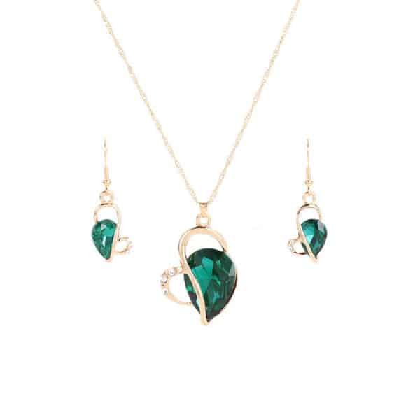 Crystal Love Jewelry Set Necklace Earrings Jewelry Small Pendant