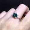 3 Karat Eight Hearts And Eight Arrows Plated PT950 Artificial Real Blue And Green Moissanite Open Ring