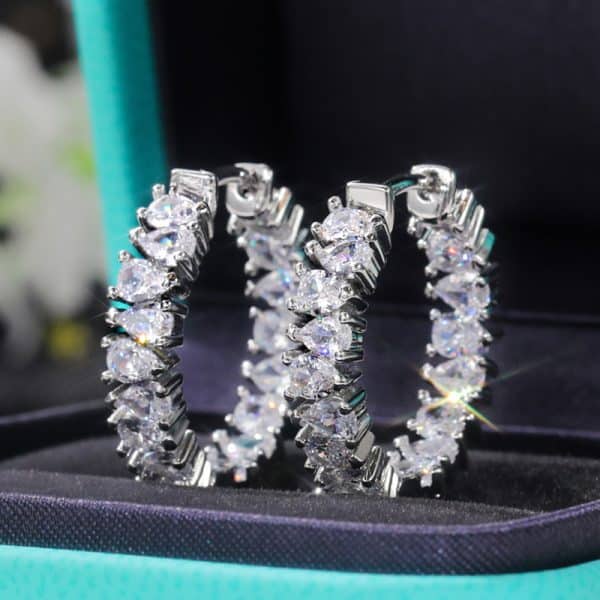 Personalized Single Row Water Drop AAA Zircon Earrings