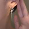 Slightly Set Zircon Versatile Moon Earrings
