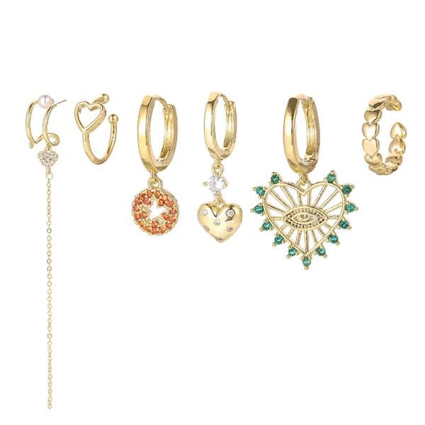 Women's Fashion Versatile Love Fringe Earrings Set