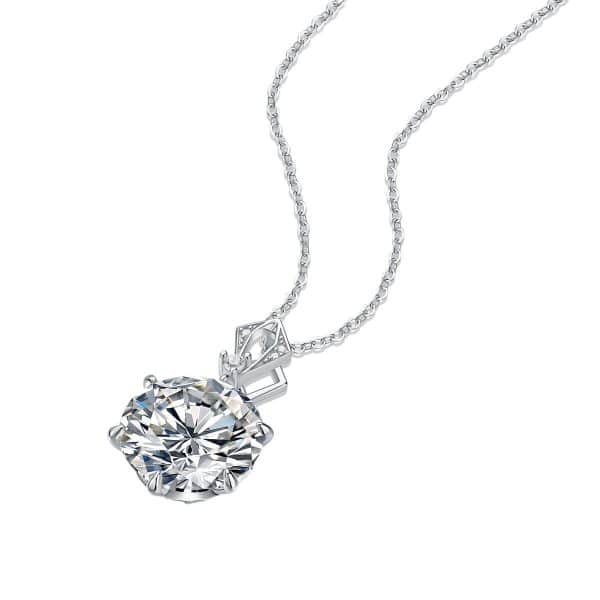 Inlaid Moissanite Plain Heart Pendant Clavicle Chain Necklace