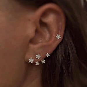 Delicate Bead-set Diamond Stud Earrings For Women