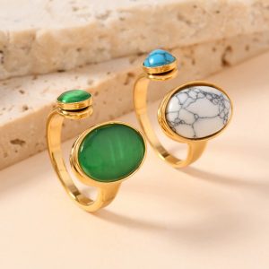 Oval Natural Stone Ring Fashion Personality