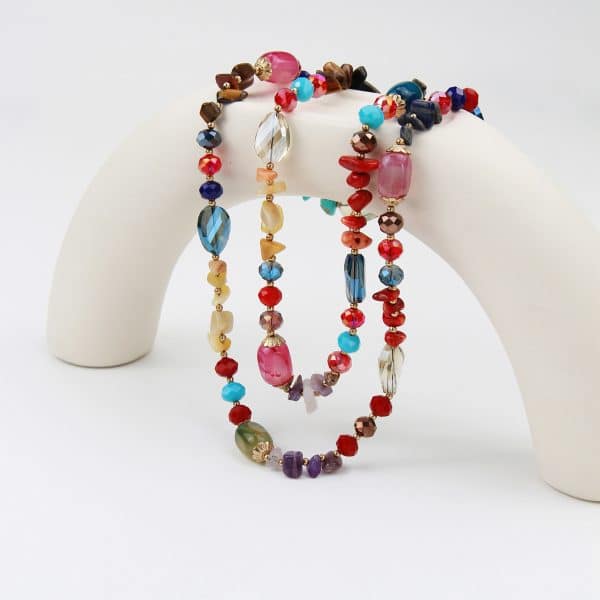 Colorful Natural Agate Crystal String Beads Long