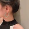 925 Silver Needle Square Drop Crystal Earrings