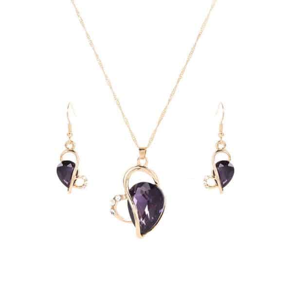 Crystal Love Jewelry Set Necklace Earrings Jewelry Small Pendant