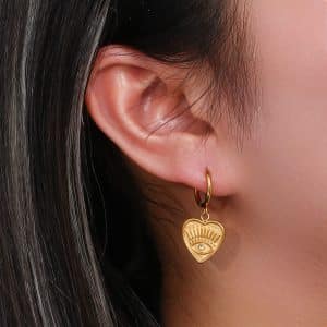 Women's Stainless Steel Heart Devil's Eye Drop Earrings