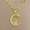 Bunny Crescent Moon Light Luxury Temperament Gorgeous Full Diamond Necklace